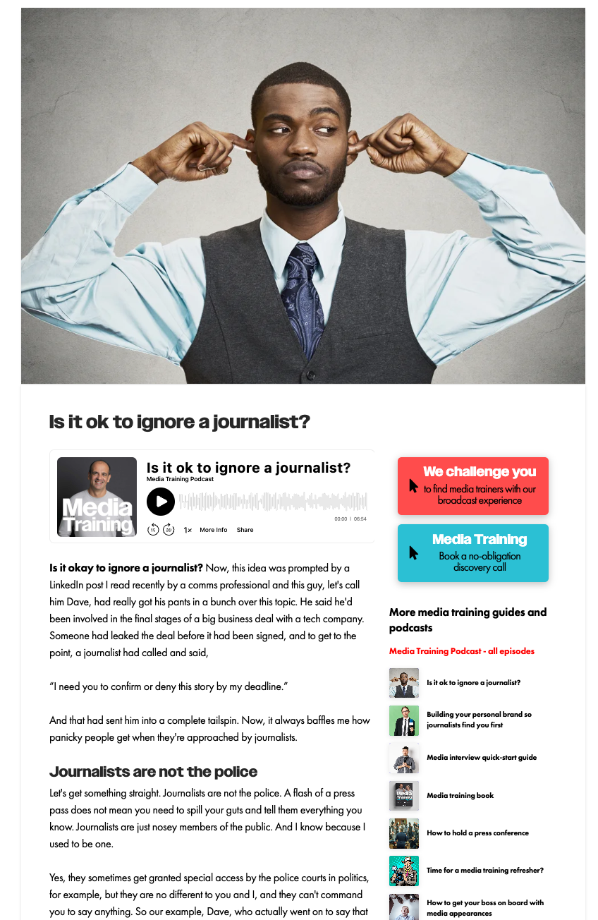 Media Training Podcast by Steve Blears